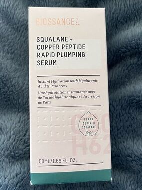 BNIB Biossance Squalane + Copper Peptide Rapid Plumping Serum 50 ml Full Size